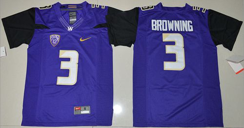 Huskies #3 Jake Browning Purple Limited Stitched Youth NCAA Jersey - Click Image to Close